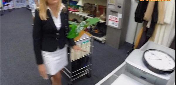  Hot blonde milf screwed by pawnkeeper and receives money